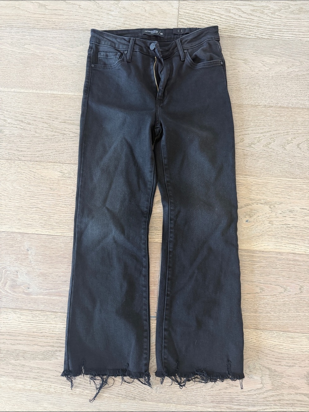 Just Black Washed Black Wide-Leg Jeans with Frayed Hem